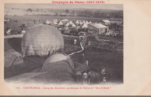 MAROKKO - Casablanca, Camp de Aéostiers, Ballon le Dar-el-Beidà, Postkarte