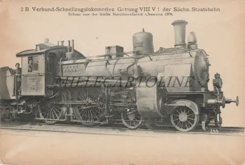 ZUG - 2B Verbund Schnellzugslokomotive Gattung VIII Chemnitz Postkarte