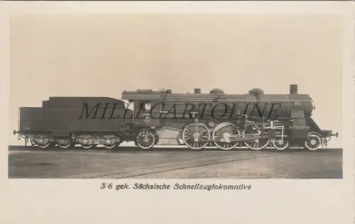 ZUG - Sächsische Schnellzuglokomotive 3/6 gek Chemnitz Jena Foto Postkarte