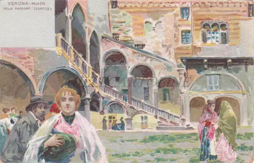 VERONA - Palazzo della Ragione (Hof), Tafuri, Postkarte