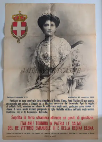 UNIONE MONARCHICA ITALIANA - Ventennale Morte Regina Helena