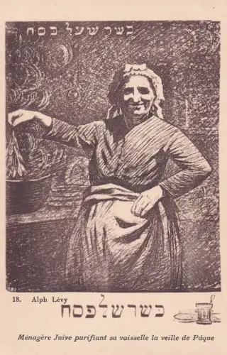 JUDAICA - Alph. Levy - Juische Menagere Geschirrreiniger Paque - Postkarte