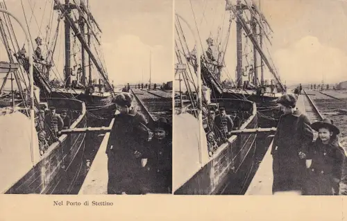 POLEN - Stettino Stettin Stettin - Hafen - Stereoview Postkarte