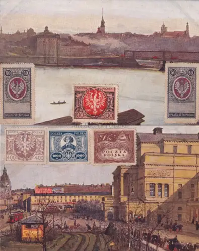 POLEN - Warszawa Warsaw Salon Kulikowskiego Piotrowski 2 Ansichtskarten 1910 Briefmarken