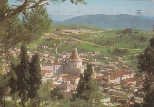 ISRAEL - Nazareth, Teilansicht mit der Neuen Verkündigungskirche 1981