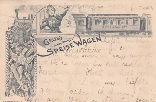 DEUTSCHLAND - Gruss aus dem Speisewagen 1901 Frankfurt Postkarte