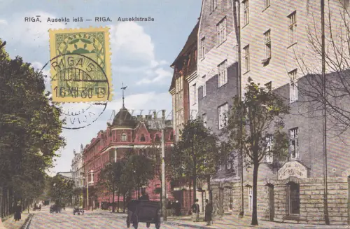 LETTLAND - Riga, Ausekla iela, Auskistrasse, Postkarte 1930