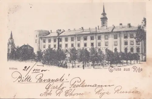 LETTLAND - Gruss aus Riga, Schloss, Postkarte 1900