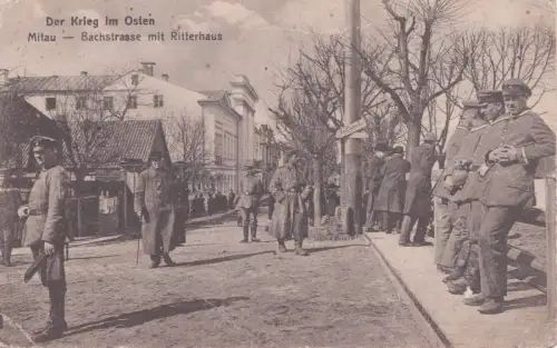 LETTLAND - Krieg im Osten, Mitau Jelgava, Bachstraße, Feldpost, Postkarte WWI 1916