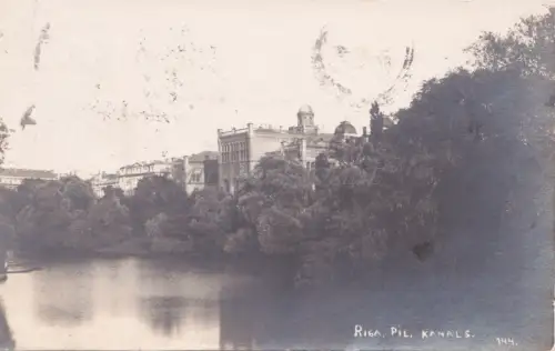 LETTLAND - Riga, Pil. Kanäle, Fotopostkarte 1923