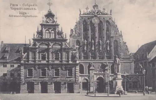 LETTLAND - Riga, Schwarzhaupthaus, Postkarte 1917 WWI Feldpost