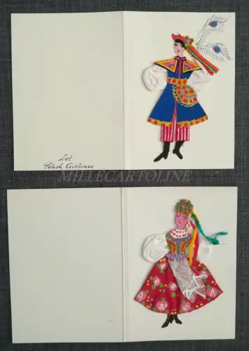 LOT POLISH AIRLINES - 2 Textil-Menükarten, Polen Luftfahrt