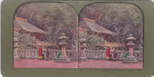 STEREOVIEW - Japan, Bäume und Gebäude im Kiyomizu-Tempel, Kyoto