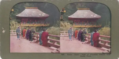 STEREOVIEW - Japan, Kyoto, Blick auf den Kiyomizu-Tempel von der Hondo Veranda
