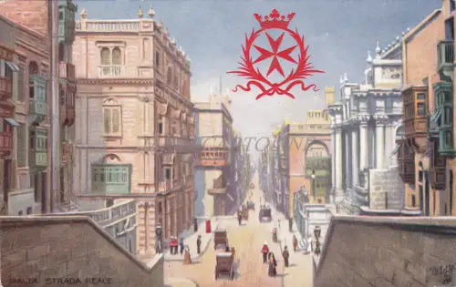 MALTA - Strada Reale, Tuck Oilette, geprägte Postkarte