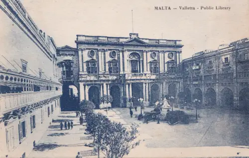 MALTA - Valletta, Öffentliche Bibliothek, Postkarte 1933