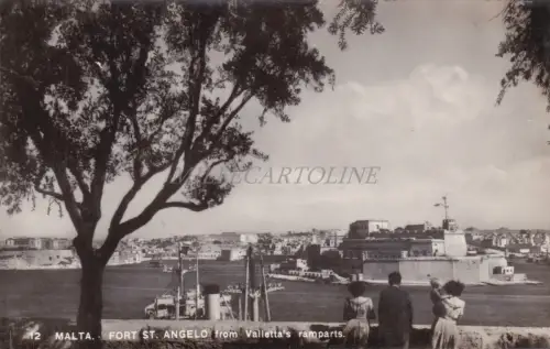MALTA - Fort St. Angelo von Vallettas Stadtmauern, Fotopostkarte