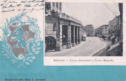 BRESCIA - Corso Zanardelli e Corso Magenta 1905 Postkarte A.Cavalleri