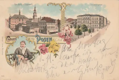 POLEN - Gruss aus Posen Posen 1899 Postkarte Ottmar Zieher