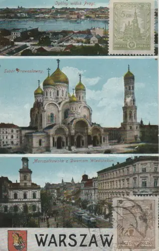 POLEN - Warszawa - 3 Ansichten 1926 Postkarte