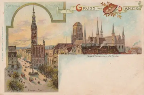 POLEN - Gruss aus Danzig Danzig - Pfarrkirche zu St.Marien - Postkarte Miesler