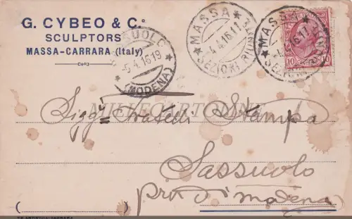 MASSA - G. Cybeo & C°, Sculptors, Postkarte 1916 Bildhauer