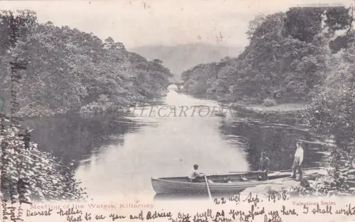 IRLAND - Killarney, Meeting of the Waters, Postkarte 1903
