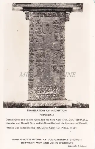 SCHOTTLAND - Canisbay, John Grot's Stone, Postkarte