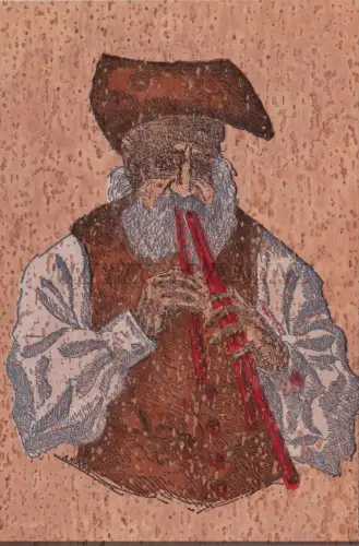 CALANGIANUS - Kostüme Sardiniens, Launeddas-Spieler, Korkkarte