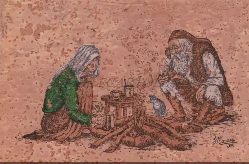 CALANGIANUS - Kostüme Sardiniens, auf Fuchili, Postkarte aus Kork