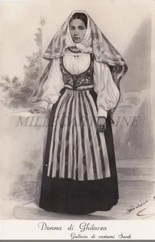 GHILARZA - Frau in sardischem Kostüm, Postkarte