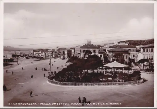 LA MADDALENA - Piazza Umberto I, Palco Musica R. Marina, Foto Postkarte 1935