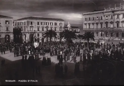 SASSARI - Piazza D'Italia, Postkarte 1953