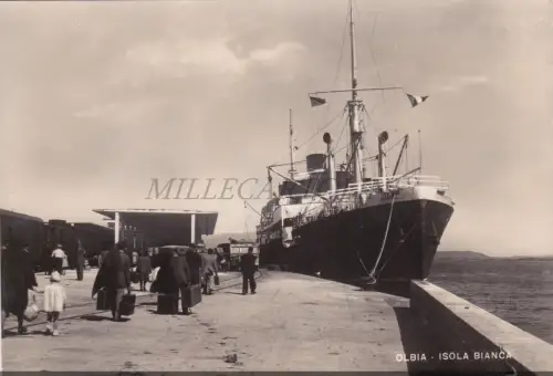 OLBIA - Isola Bianca, Abfahrt Schiff Postkarte