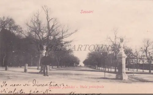 SASSARI - Giardini Pubblici, Viale Principale, Postkarte 1907