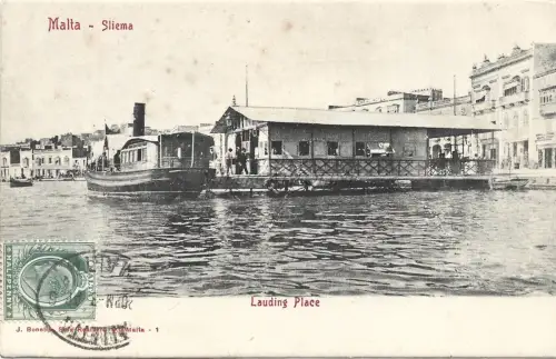 MALTA - Sliema - Landeplatz 1906 Postkarte Ed.J.Bonello