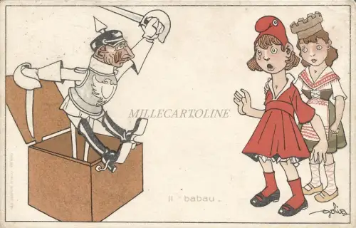 MILITÄR WWI - Goliath - Der Babau - Satirische Postkarte 1916 Comp.Telegrafen