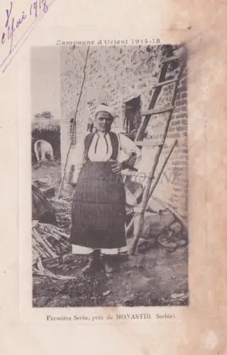 SERBIEN - Monastir, Serbische Bäuerin, Ostfeldzug 1914-1918, Postkarte WWI 1918