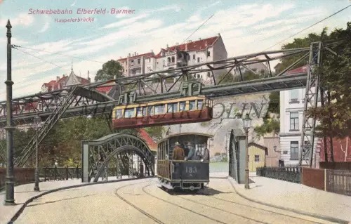 DEUTSCHLAND - Elberfeld - Barmer, Schwebebahn, Haspelerbrücke, Postkarte 1910