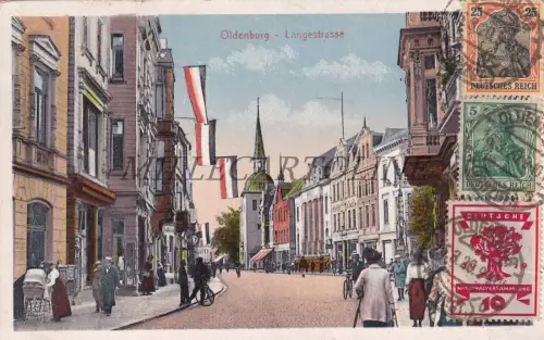 DEUTSCHLAND - Oldenburg, Langestraße, Postkarte 1920 Briefmarken