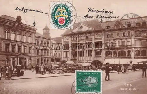 DEUTSCHLAND - Gera, Johannisplatz, Foto Postkarte 1930