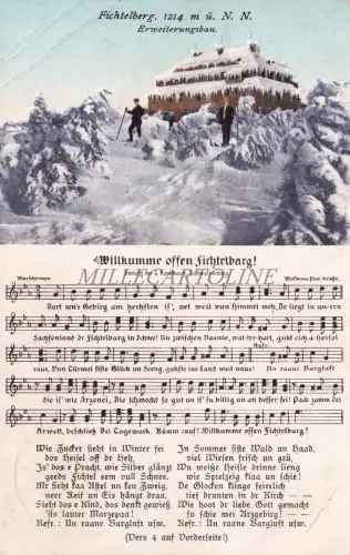 DEUTSCHLAND - Fichtelberg, Erweiterungsbau, Wilkumme offen ..., Postkarte 1914