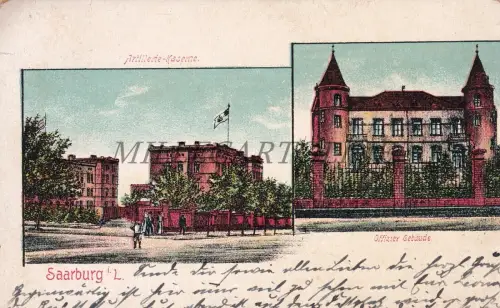 DEUTSCHLAND - Saarburg i. L., Artillerie Kaserne, Offizier Baude, Postkarte 1910