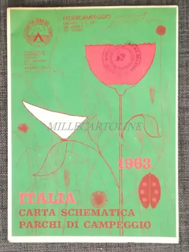 SCHEMAKARTE CAMPINGPARKS ITALIEN - Faltbares Touristen 1963