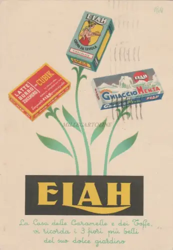 ELAH - Casa delle Caramelle e 3 Fiori - Siena 1949 Werbekarte Vegni