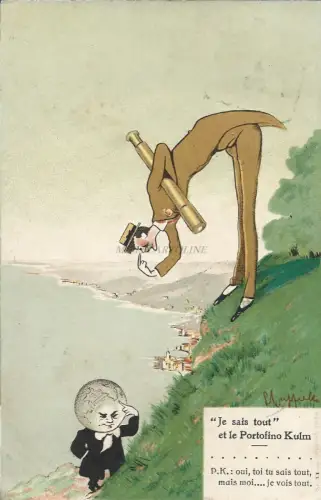 CAPPIELLO - 'Ich weiß alles' und der Portofino Kulm 1908 Postkarte Ed.Saiga