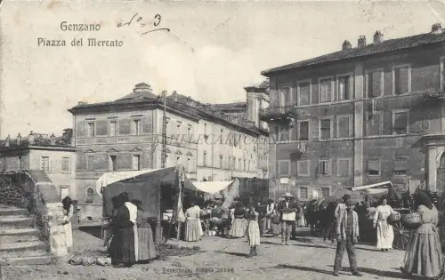 GENZANO DI ROMA - Piazza del Mercato 1906 Postkarte Ed.Caracuzzo