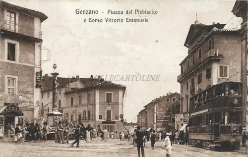 GENZANO DI ROMA - Piazza del Plebiscito e Corso Vittorio Emanuele - Straßenbahn 1924
