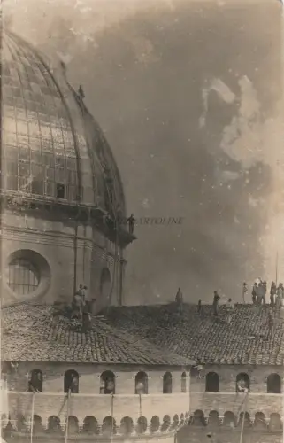 LORETO - Bombardierung der Kuppel des Heiligtums, Feuerwehr 1944 WWII Fotokarte