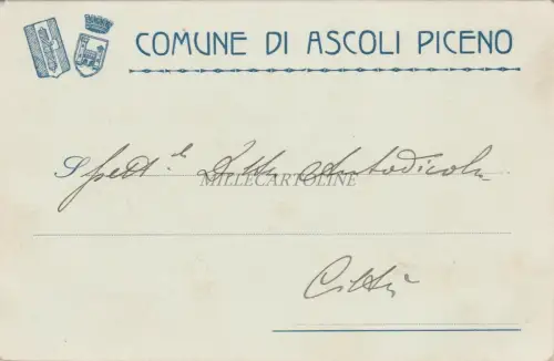 ASCOLI PICENO - Postkarte Buchhaltung der Gemeinde - Wappen 1932